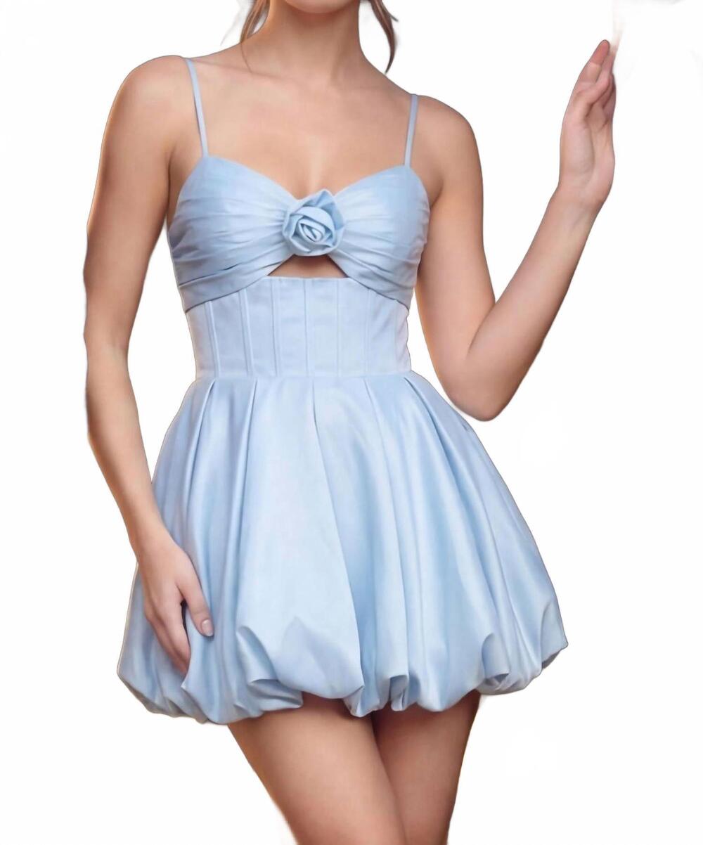 NEW JOVANI allie satin bubble hem mini dress in light blue